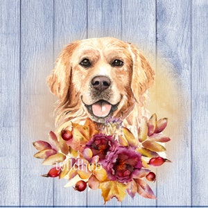Cute golden retriever png sublimation design floral puppy cute retriever flowers clipart dog love graphics 2 designs dog  flower dog graphic