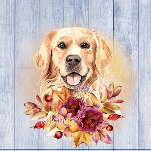 Niedliche golden Retriever png Sublimation Design floral Welpe niedliche Retriever Blumen Clipart Hund Liebe Grafiken 2 Designs Hund Blume Hund Grafik