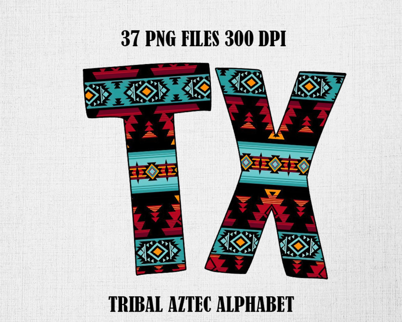Tribal Aztec Pattern Alphabet: PNG Letters Set (digital Download) - Etsy
