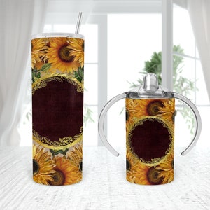 Girasoles a juego con mamá y yo Taza para sorber recta 12oz 20oz vaso Diseño de sublimación 2 PLANTILLAS agregar nombre de texto personalizar