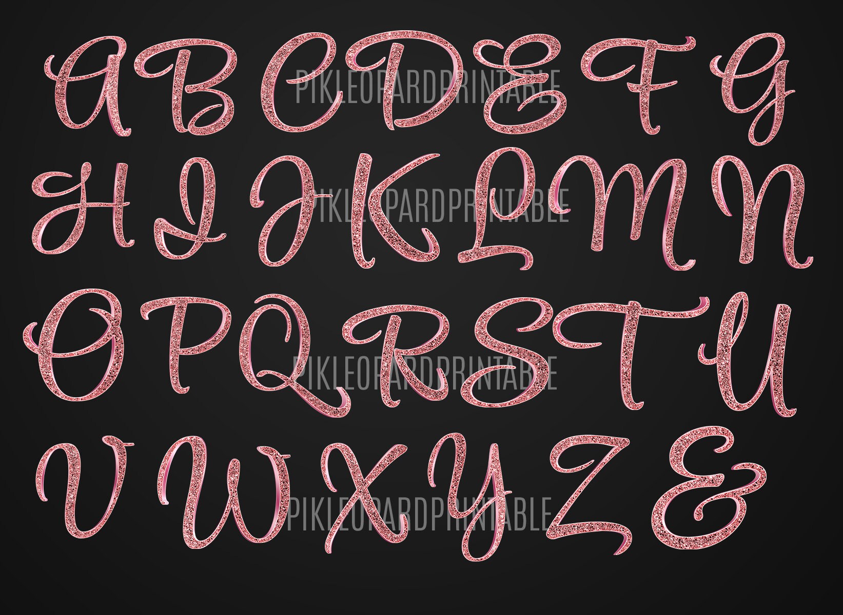 Pink Randsom Letters Pink Glitter Alphabet Letters, Rose Foil, Individual Pngs (digital ...