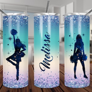 Cheerleaders sublimatie 20oz skinny beker naadloos DESIGN glitter cheerleading galaxy cheerleaders 2 SJABLOON naam toevoegen personaliseren