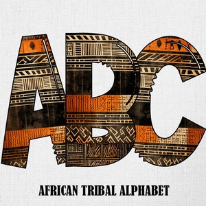 Set di lettere dell'alfabeto con motivo tribale africano Download digitale Set di lettere dell'alfabeto con motivo africano PNG Sublimazione Uso commerciale POD