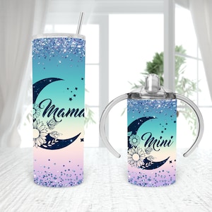Moon butterflies  Matching Mommy and me  12oz Straight Sippy Cup 20oz tumbler Sublimation  DESIGNS Digital Download Mama mini moon flowers