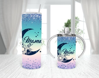 Moon Schmetterling Mama & Mini Becher Design (Digitaler Download)