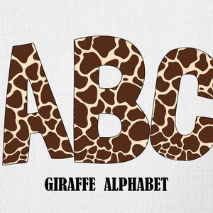 Giraffe Buchstaben Alphabet PNG Set Animal Print Giraffe Safari Print Buchstaben Set PNG Sublimation Kommerzielle Verwendung Digitaler Download POD