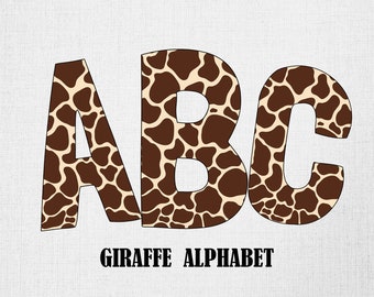 Giraffe Print Alphabet PNG Set, Safari Animal Letters (Digital Download)