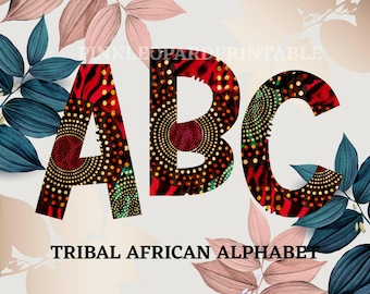 Tribal African Alphabet Set, Leopard Print Letters (Digital Download)