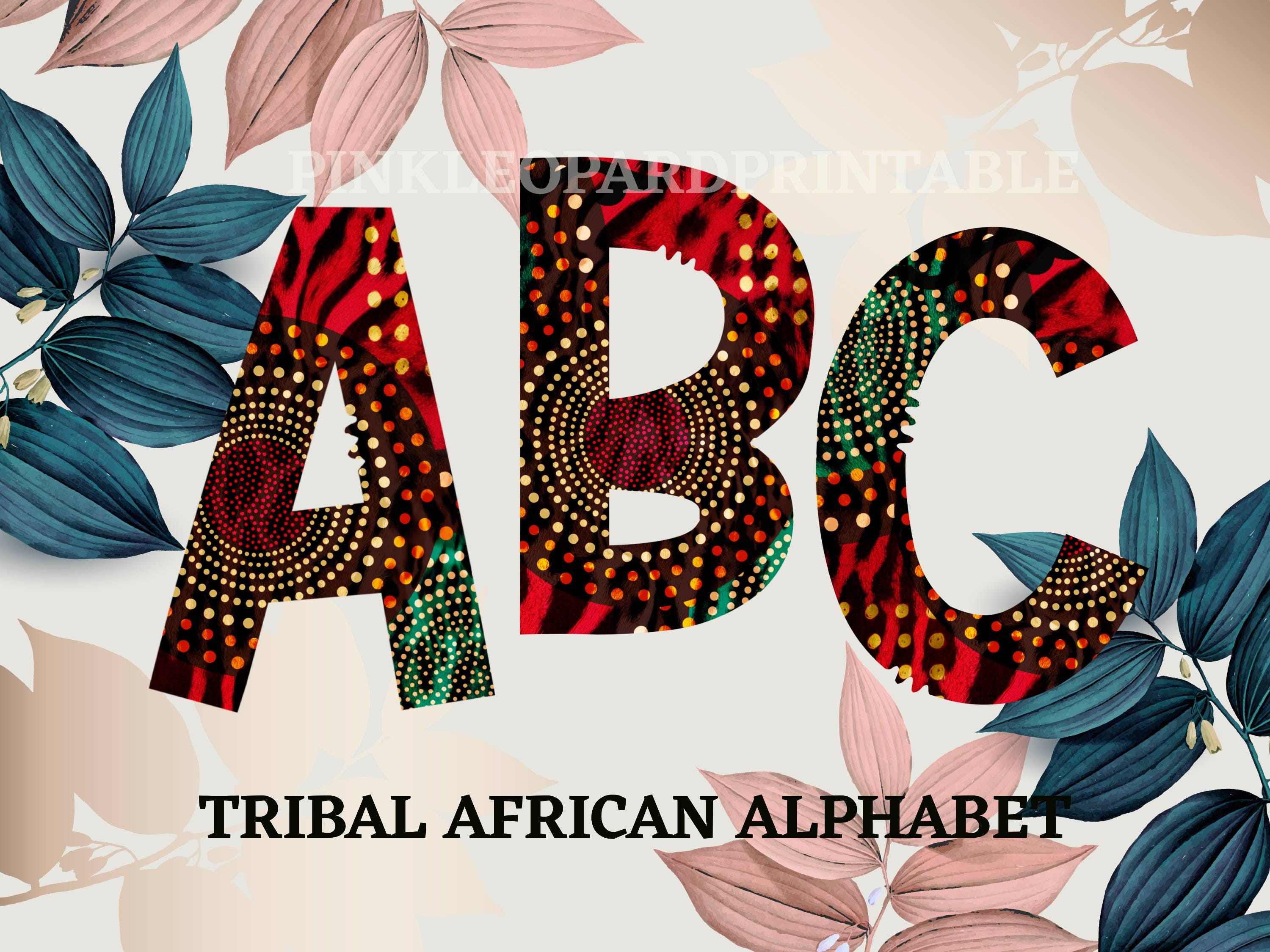 Tribal African Alphabet Set, Leopard Print Letters (digital Download ...