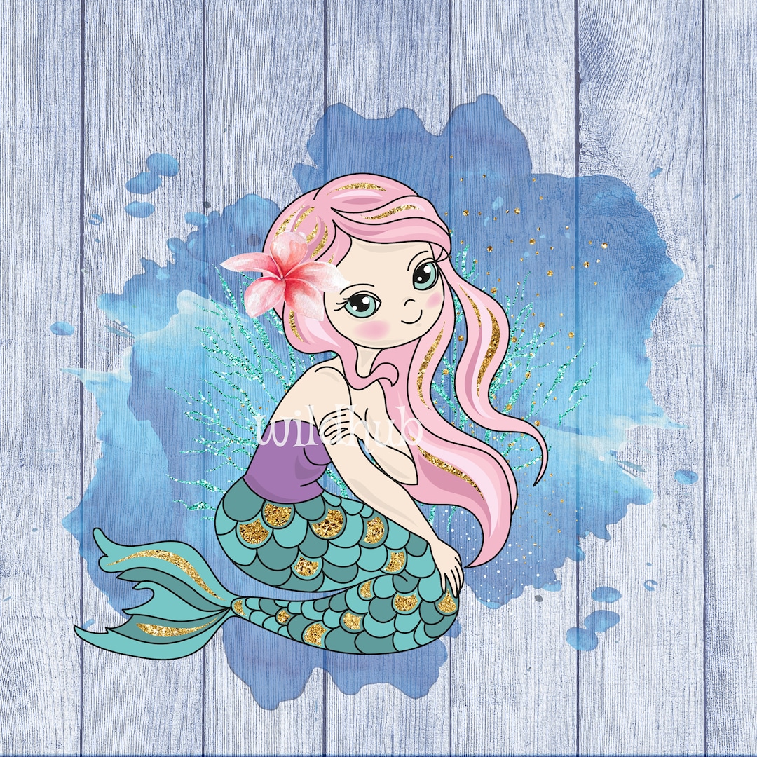 Cute Mermaid Png Sublimation Design Floral Mermaid Clipart - Etsy