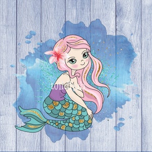 Cute mermaid png sublimation design floral mermaid clipart mermaid ocean graphics love mermaids gift idea mermaid digital  2 variations