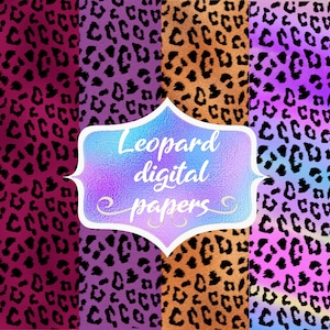 Fascio di carte leopardo 4 leopardo digitale bordeaux leopardo viola/viola rame/oro leopardo galassia leopardo sfondo quattro pelle animale pack