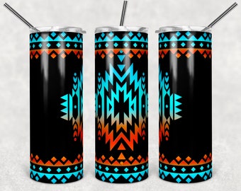 Azteken Tumbler Wrap Template, 20 Unzen Skinny Tribal Design (PNG)