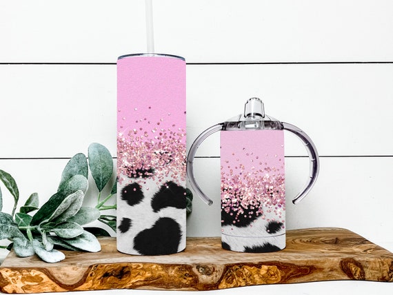 Rose Gold Cowhide Tumbler Set | Mommy & Me Sippy Cup Design (Digital Download)