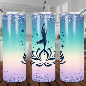 Yoga 20oz skinny Tumbler DESIGN Sublimatie naam toevoegen personaliseren DIGITALE Download 4 sjablonen liefde yoga lotus namaste afdrukbaar
