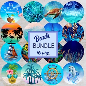 Strand Bundle Sublimations VORLAGEN Für Auto Untersetzer 16 DESIGNS Bundle Palme Strand Ozean Meer Flamingo Delfin Segelboot Schildkröte Lustig