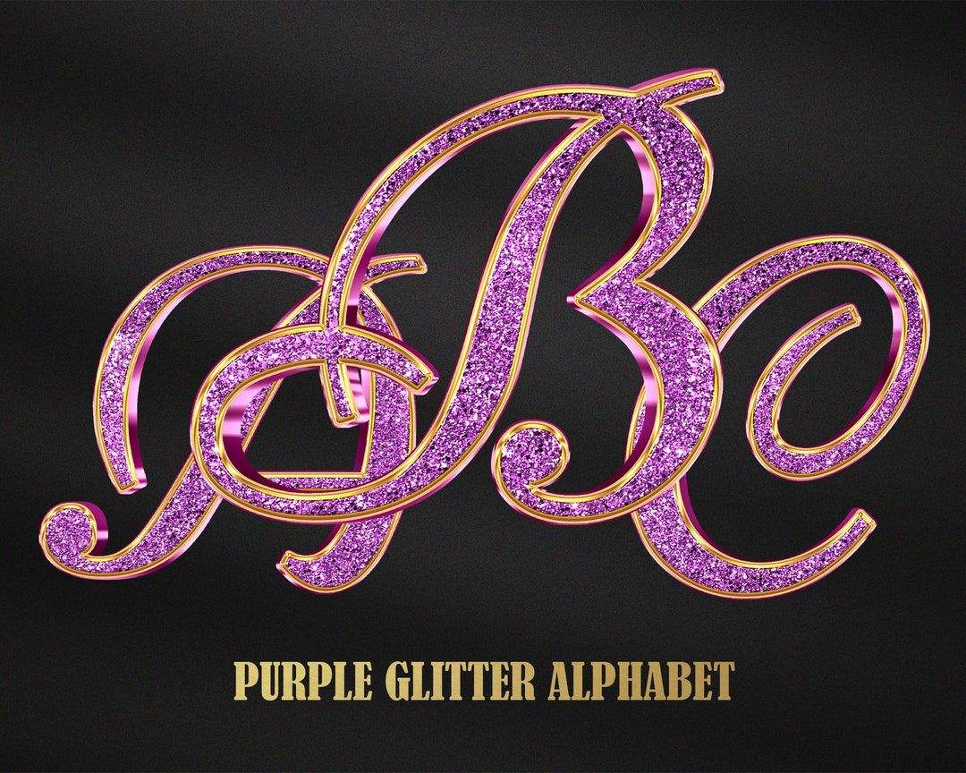 Purple Glitter Alphabet, Gold Chrome Letters PNG (digital Download) - Etsy