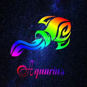 Verseau signe du zodiaque conception de sublimation 4 variantes de conception arc-en-ciel Verseau bleu Verseau étoiles violet Verseau imprimable signe astrologique PNG