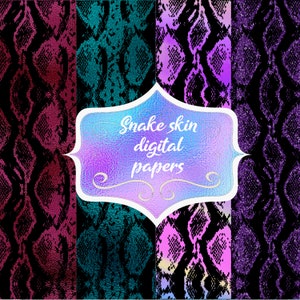 Carta digitale effetto pelle di serpente, confezione da 4, download digitale di pelle di serpente viola bordeaux, carta galassia serpente, sfondo verde acqua serpente jpg