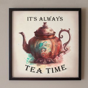 It's Always Tea Time Sublimatie Design Tea Time Keuken Decor Retro Vintage Theepot Graphics 2 Ontwerpvarianten Victoriaanse Theepot