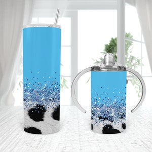 Purpurina de piel de vaca A juego Mamá y yo Vaso recto de 12 oz Vaso de 20 oz DISEÑOS de sublimación agregar nombre texto personalizar PNG imprimible