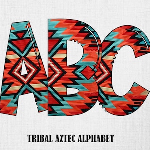 Tribal Aztec Pattern  Letters Alphabet Set Digital Download Alphabet Western Aztec  Letters Set PNG Sublimation Commercial Use POD