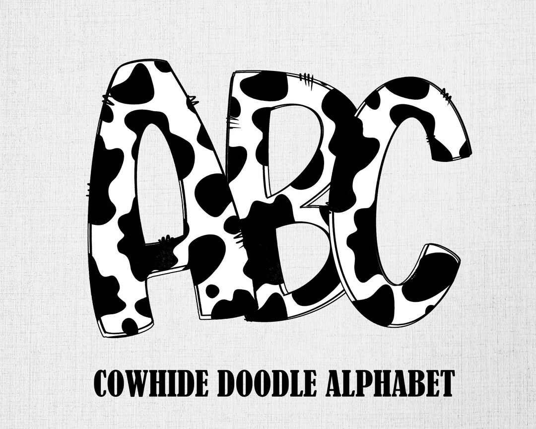 Cowhide Doodle Letters Alphabet PNG Set Cowhide Print Letters Set PNG ...