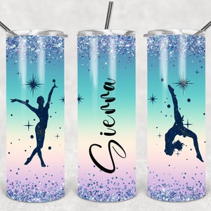 Ginnastica 20oz Skinny Tumbler DESIGN senza cuciture ginnasta MODELLO galassia glitter ginnaste personalizza PNG senza cuciture aggiungi nome