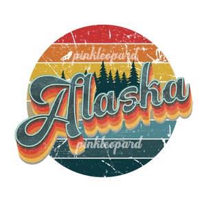 Alaska Retro Style Sublimation DESIGN vintage Sunset Colorful Retro vintage Alaska Home State Graphics Alaska State Commercial use