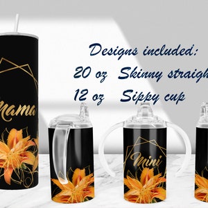 Fall Floral Mama Mini Tumbler, Sippy Cup Sublimation Design (Digital Download)