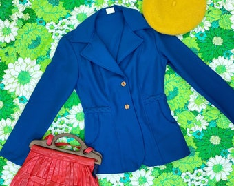 Blazer azul marino de los años 70, estilo roller disco, ajustado y elegante / Talla pequeña
