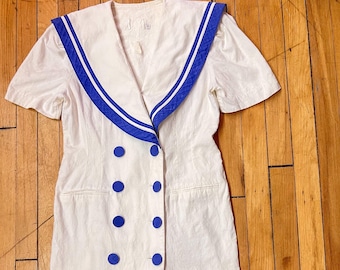 Nautical Vintage 1980s Summer Dress // XS-S