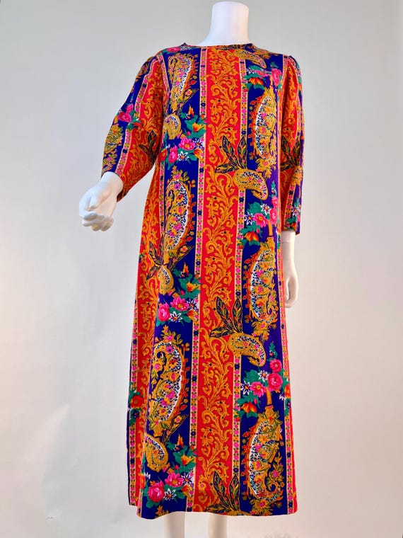 1960s Psychedelic Summer of Love Paisley Midi Dre… - image 2