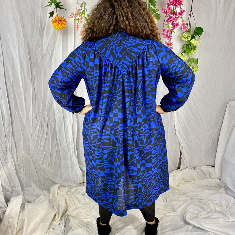 70s 80s Pussy Bow Dress Three R\u2019s 70s Op Art Mod Dress 3X 4X Vintage Plus Size Psychedelic Dress