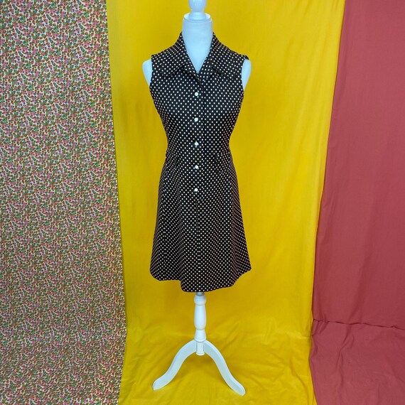 Vintage Dog Ear Collar Polka Dot Mini Dress | Smal
