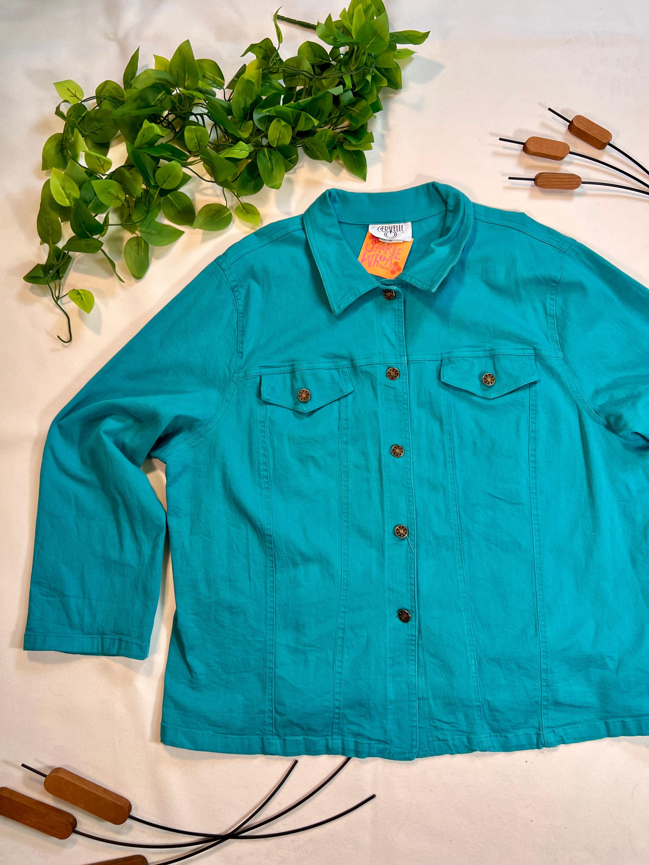 Turquoise Denim Jacket - Etsy Canada