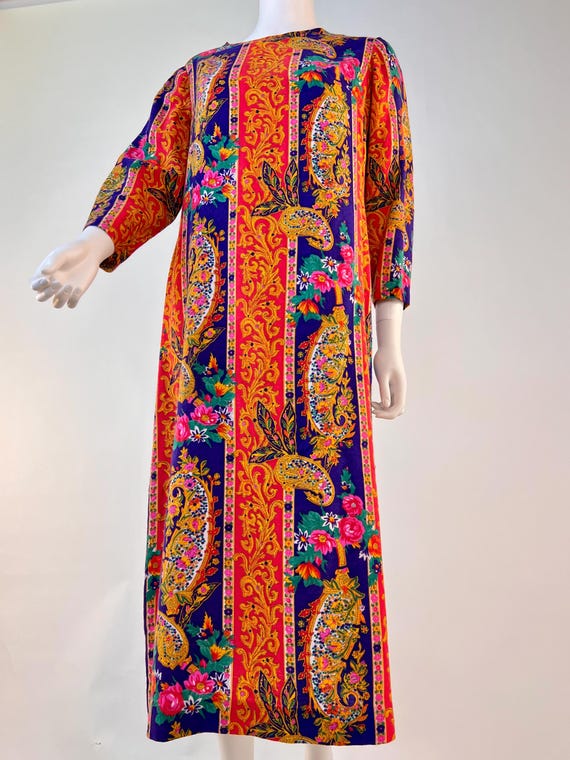 1960s Psychedelic Summer of Love Paisley Midi Dre… - image 3