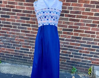1970s Novelty Print Maxi Dress, Medium