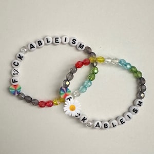 F- Ableism Disabled Pride Censored Stretchy Spoonie Bracelets