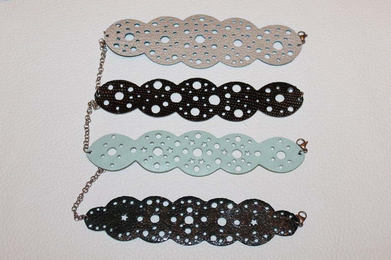 Wristband leather teal black bracelet Leather bracelet openwork Leather black perforated bracelet women 3rd anniversary gift for wife