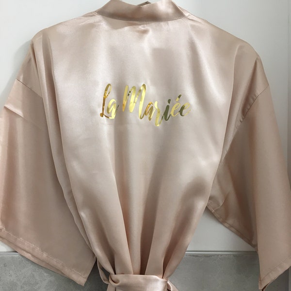 Peignoir/ Kimono satin personnalisés la mariée, team de la mariée, maman pour mariage ou babyshower