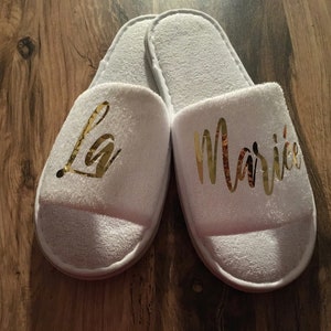 Personalized slipper for EVJF / wedding / The bride / Gold witness