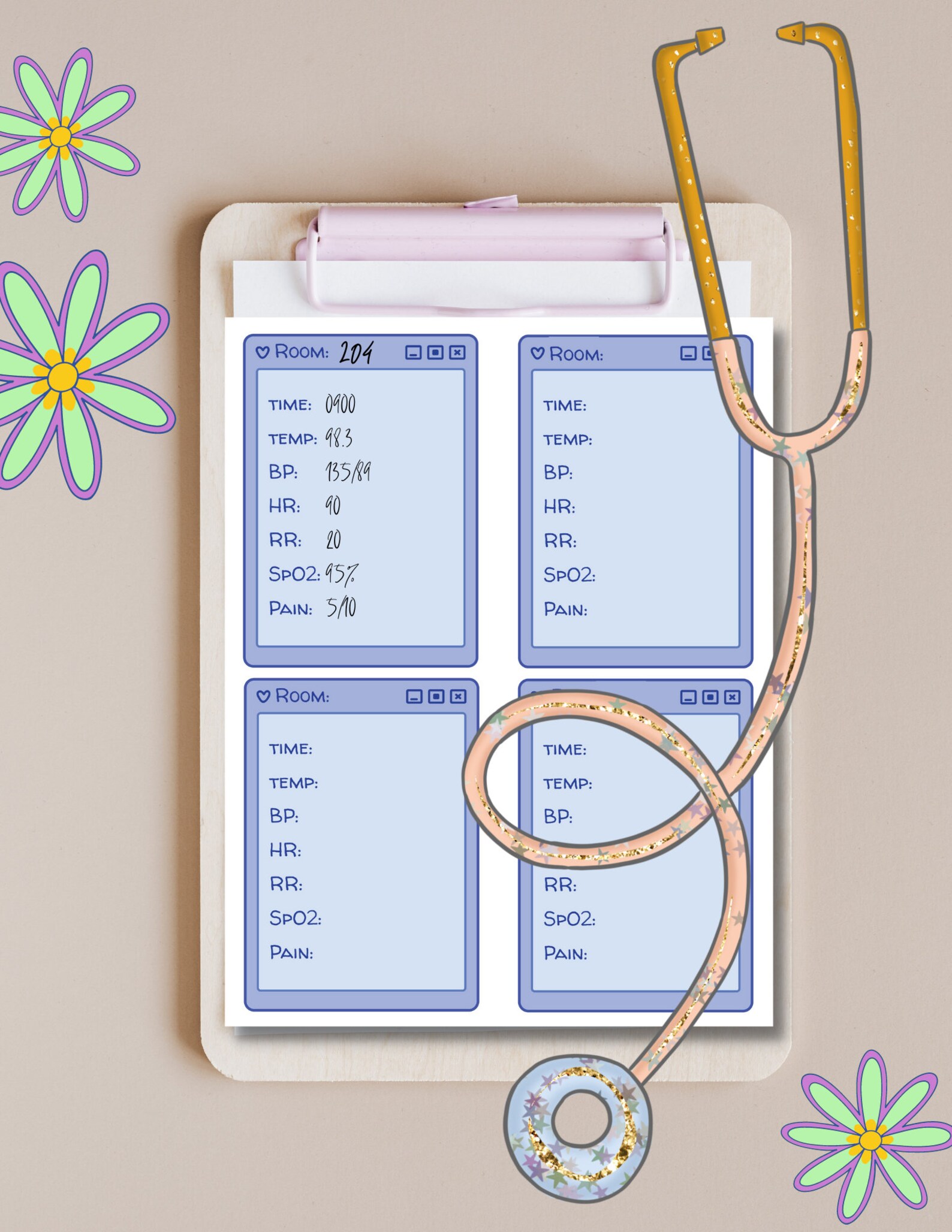 Printable Vital Signs Template - Etsy