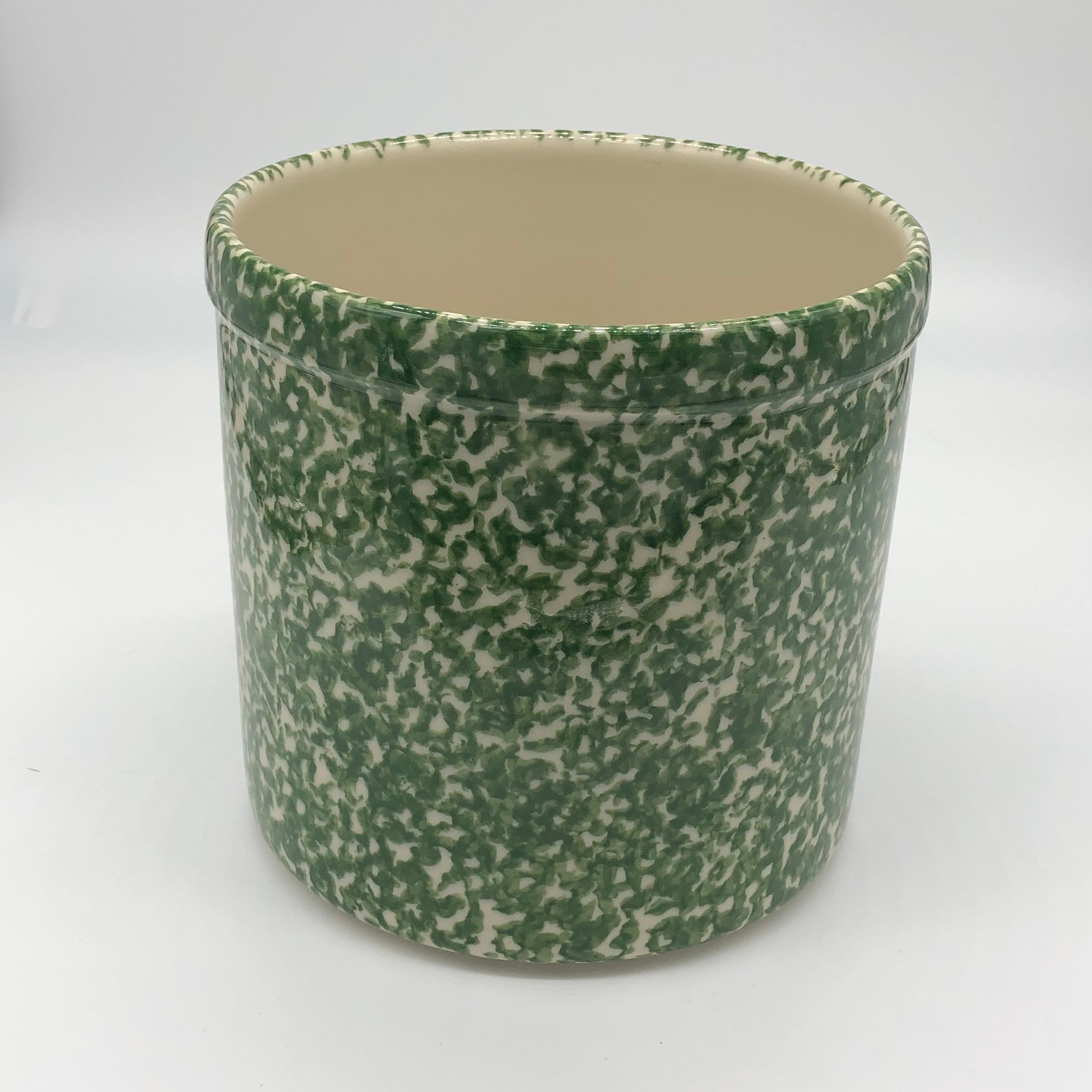 Green Roseville Spongeware Pottery Etsy