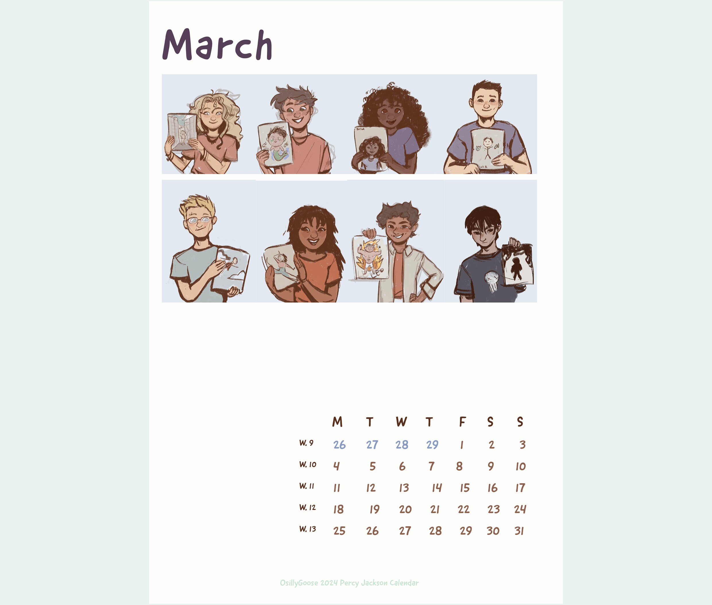 Printable Percy Jackson 2024 Calendar - Etsy