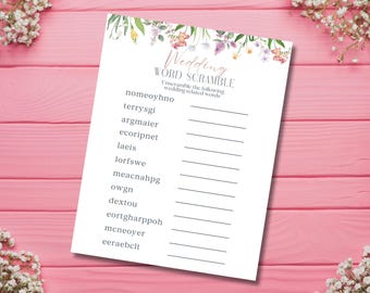 Juego de palabras florales para bodas: imprimible para despedida de soltera (PDF)
