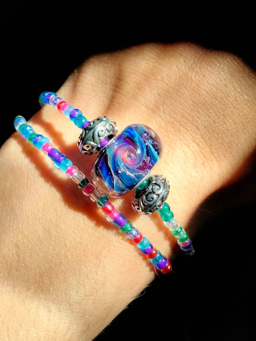 Double Strand Beaded Bracelet, Seed Bead Bracelet, Dainty Beaded