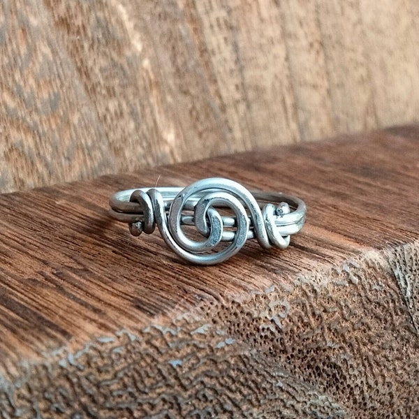 Dainty swirl ring, stainless steel ring, friendship ring, stack-able whimsical jewelry, simple swirly ring, durable jewelry