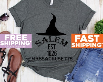 Halloween Witch Shirt - Salem Est 1626 Massachusetts Witch Hat - Spooky TShirt - Trick or Teach Shirt