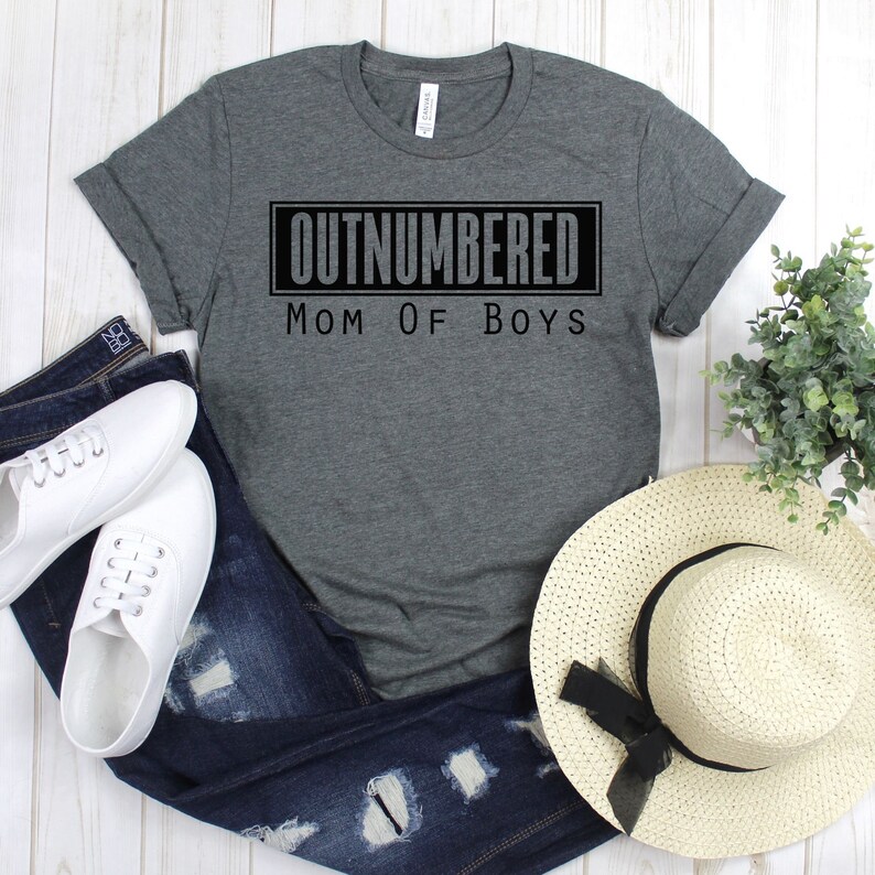 Mom of Boys Tee Outnumbered Boy Mom Shirt Love My Boys Etsy